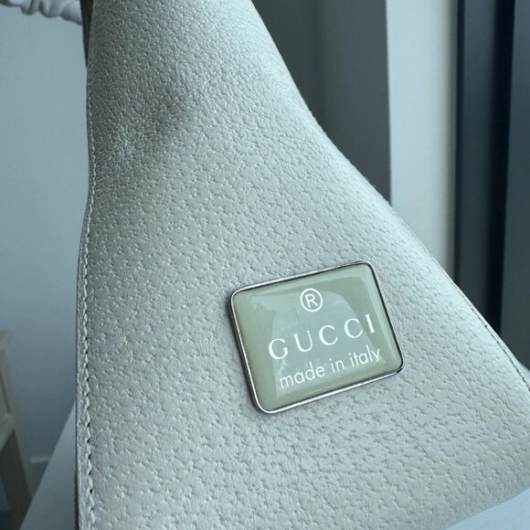 GUCCI Canvas Leather Shoulder Bag Beige Brown Hobo Style Authentic - Picture 8 of 11